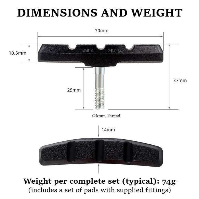 Toopre Bicycle V-Brake Pad Set &#8211; Twin Pack