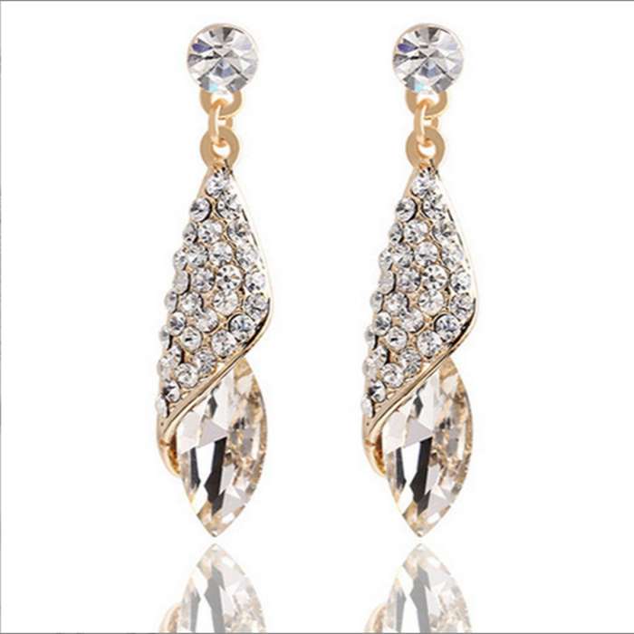 Geometric Design Rhinestone Detail Silver Earrings