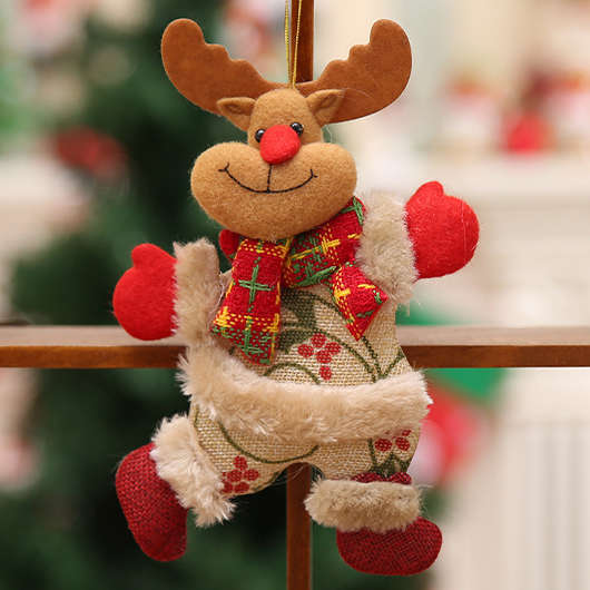 Mini Reindeer Christmas Print Red Pendant