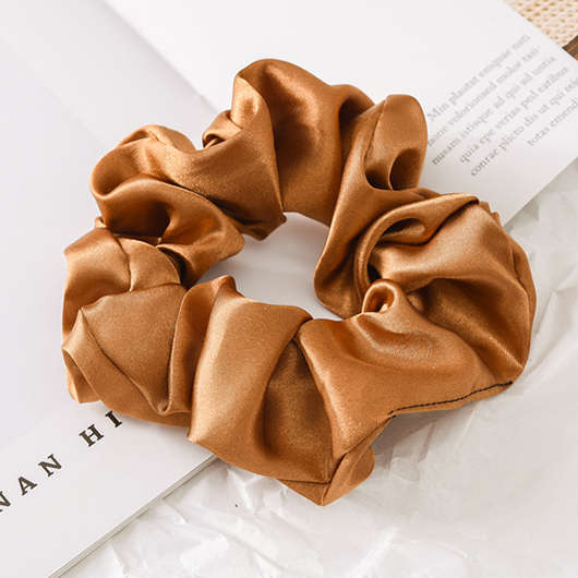 High Stretchy Plain Color Dark Camel Scrunchie