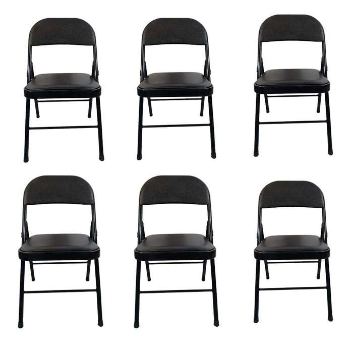 SMTE Foldable outdoor Chairs -6 Pack -Black with keychain