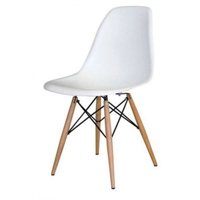 SMTE Emmy Wooden Leg Chair - White with keychain