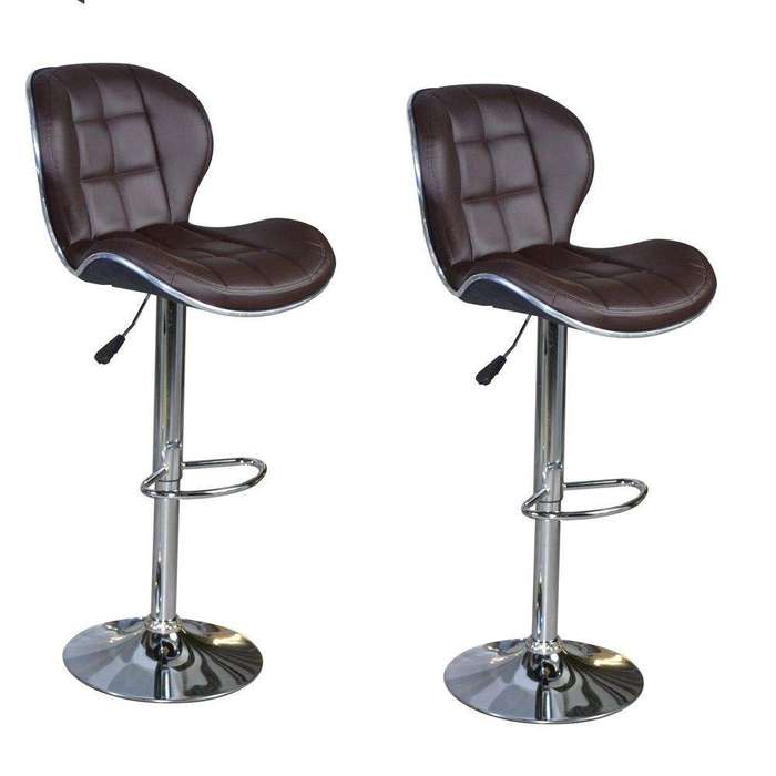 SMTE Bar Stools / Kitchen Counter Chairs - Set of 2 ? Brown Colour with keychain