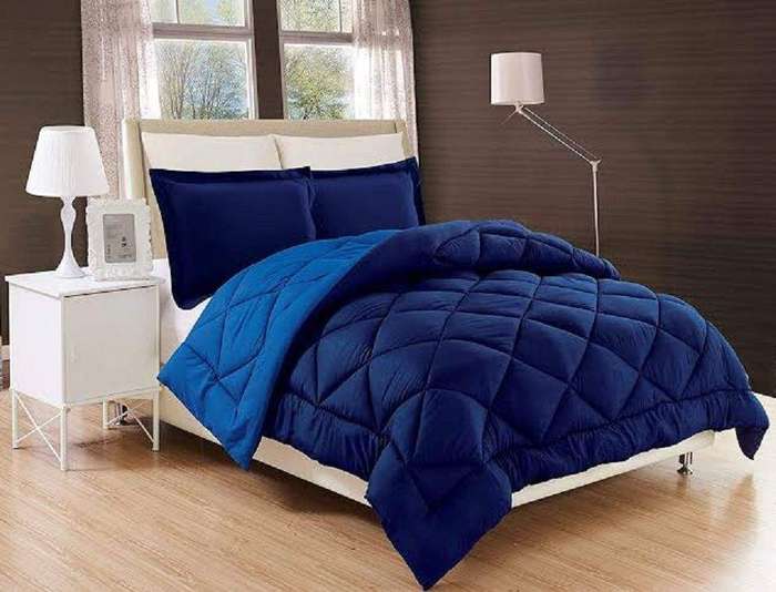 SMTE 5 Pieces Blue Reversible Comforter - Queen with keychain