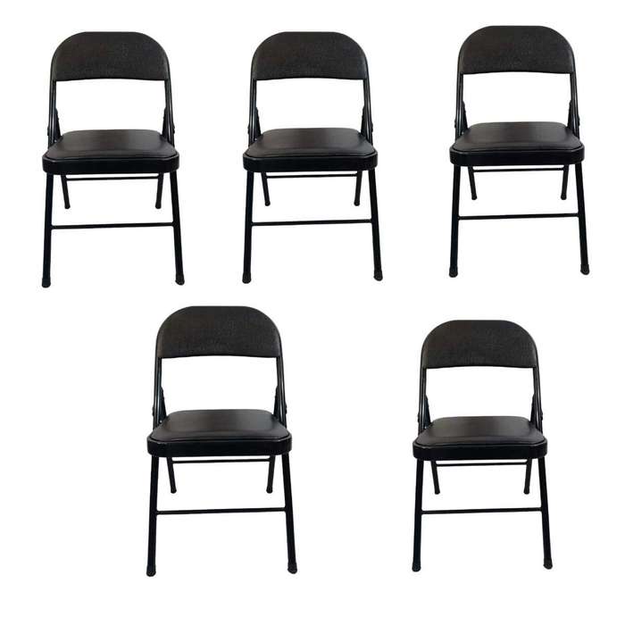 SMTE - Foldable Outdoor Chairs -5 Pack -Black with keychain