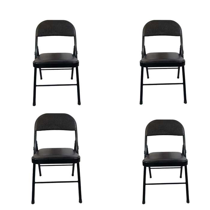 SMTE - Foldable Outdoor Chairs -4 Pack -Black with keychain