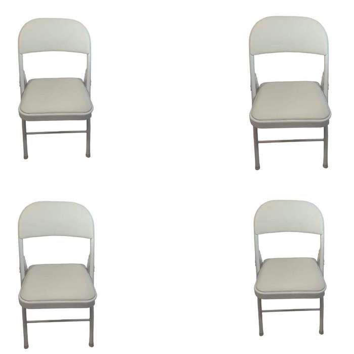 SMTE - Foldable Outdoor Chairs - 4 Pack - White with keychain