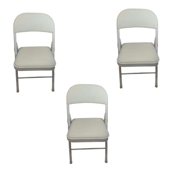 SMTE - Foldable Outdoor Chairs - 3 Pack - White with keychain
