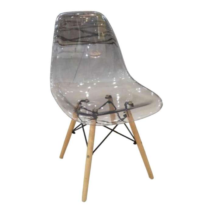 Smte - Clear Eames Chair with Wood Legs-Transparent with keychain