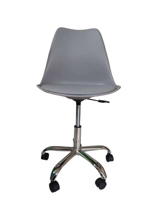 SMTE - A305-W Grey Plastic Office Chair with Chrome Base and Wheels with keychain