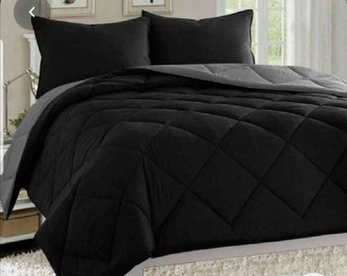 SMTE 5 Piece Light weight Reversible Comforter Grey and Black - Double with keychain