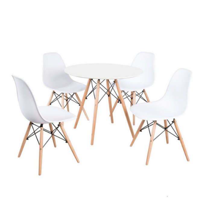 SMTE Round Coffee Table with 4 Chairs with keychain