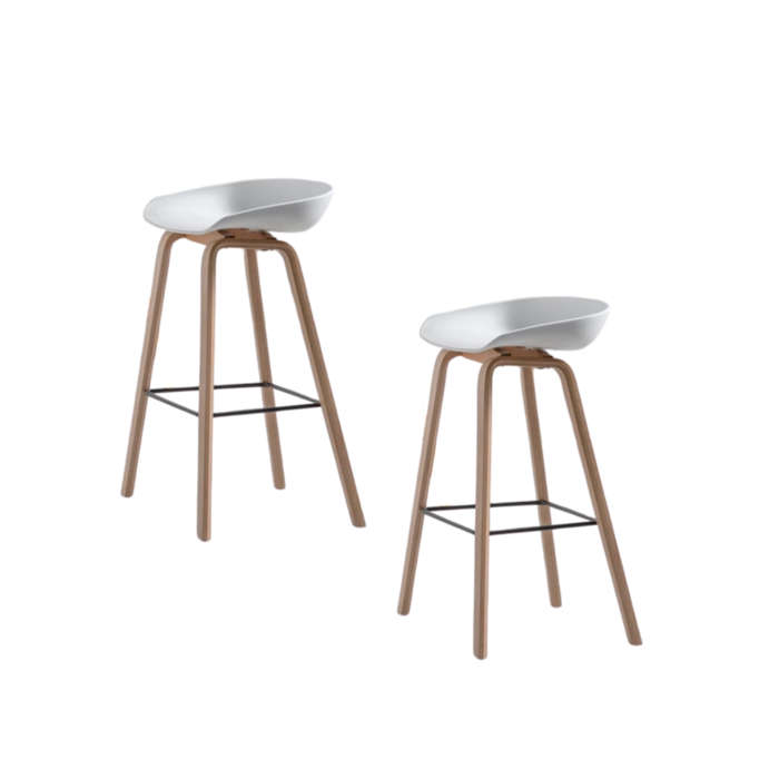 SMTE White Kitchen Bar Stool - Set of 2 Chairs with keychain