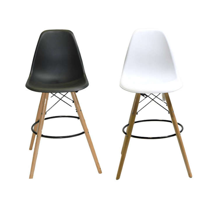 SMTE Set of 2 Kitchen Bar Chairs - Black & White with keychain