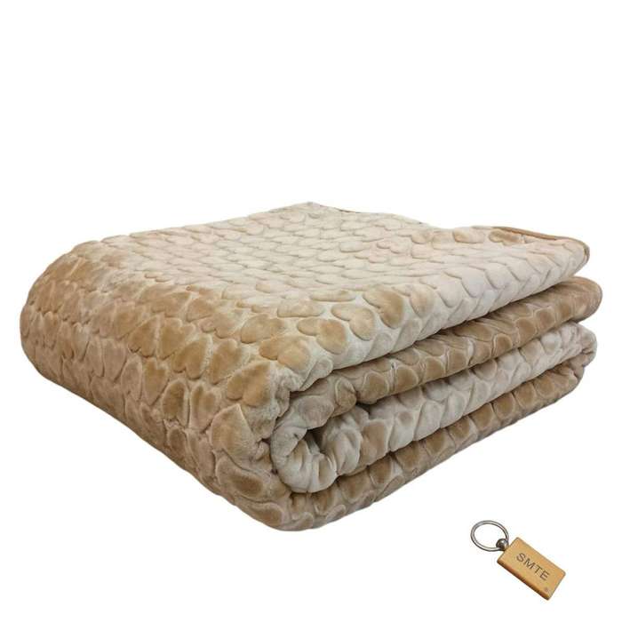 SMTE Simple Comfort - The Plain 1 Ply Blanket and Keyring - Cream with keychain