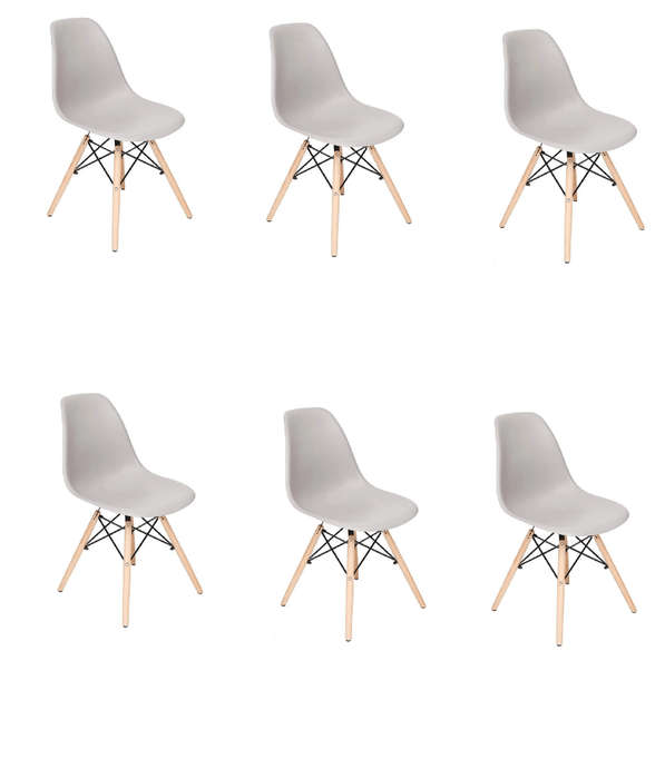 SMTE Proteas Wood Leg Chairs- Pack of 6-Grey with keychain