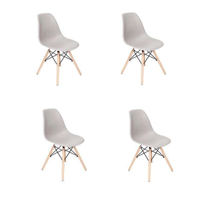 SMTE Proteas Wood Leg Chairs- Pack of 4- Grey with keychain