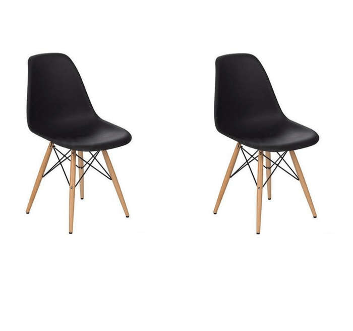 SMTE Proteas Wood Leg Chairs- Pack of 2- Black with keychain