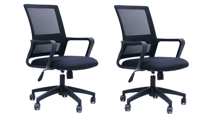 SMTE Office Chairs - Pack of 2 ? Black Colour with keychain