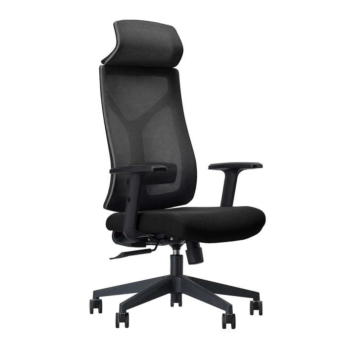SMTE Office Chairs - Ergonomic Executive Mesh with Headrest - Black with keychain
