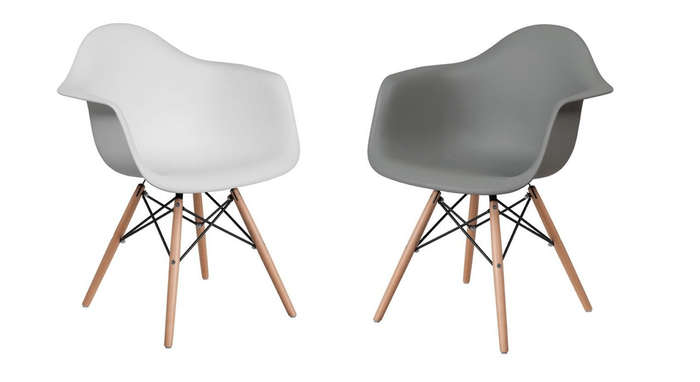 SMTE Modern Molded Perla Arm Chairs - Set of 2 with keychain