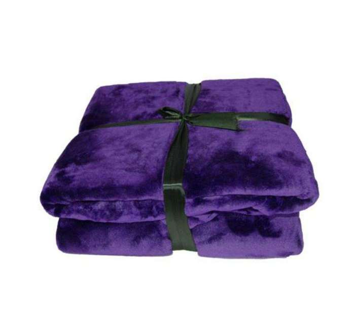 SMTE Dream World Luxurious Suede Microfiber Fleece Throw Blanket - 150x180cm - Purple with keychain