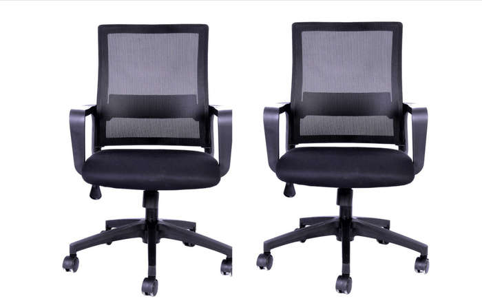 SMTE Adjustable Height Swivel Mesh Chair with Armrest Lumbar Support - Set of 2 with keychain