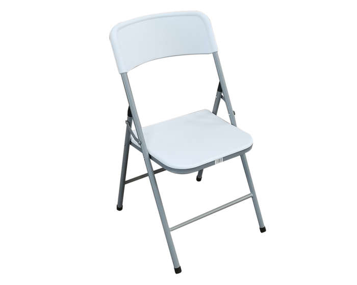 SMTE 6Pc White, Grey Steel Folding Chair with keychain