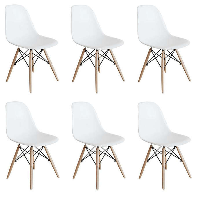SMTE 6 x Wooden Leg White Cafe Chair with keychain