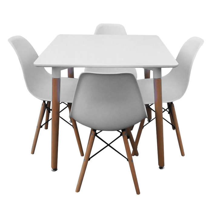 SMTE 5 Piece Table and Wooden Leg Chairs with keychain