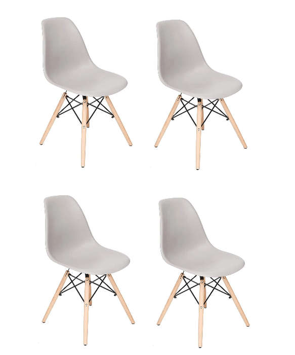 SMTE 4 x Wooden Leg Chairs - Grey with keychain