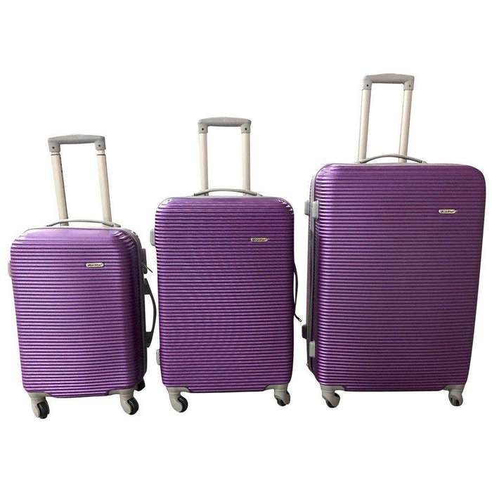 SMTE 3 Piece Hard Outer Shell Luggage Set - 31inch - Purple with keychain