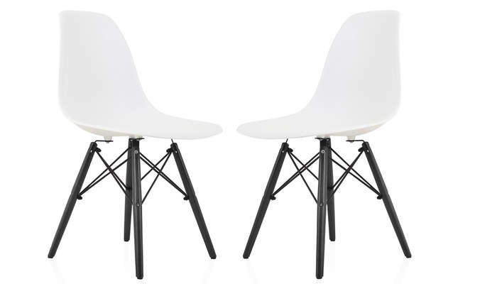 SMTE 2 x Stylish Black Wooden Leg Chairs with keychain