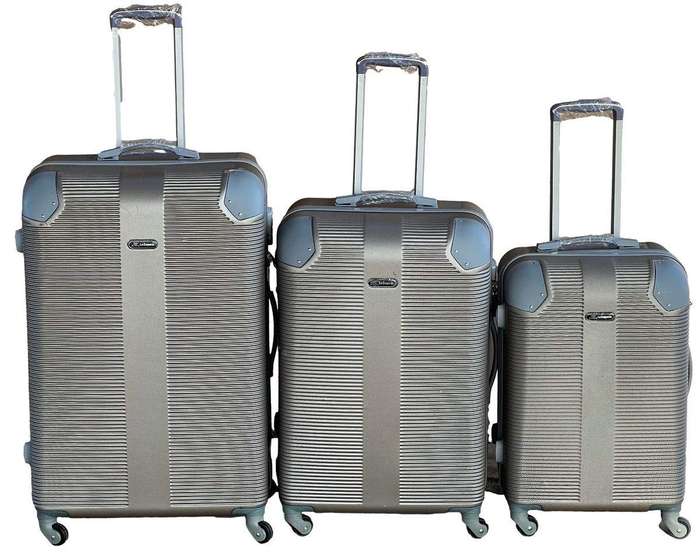 SMTE Le Emporer - 3 Piece Luggage Set-Light Weight Suitcase - Gold with keychain
