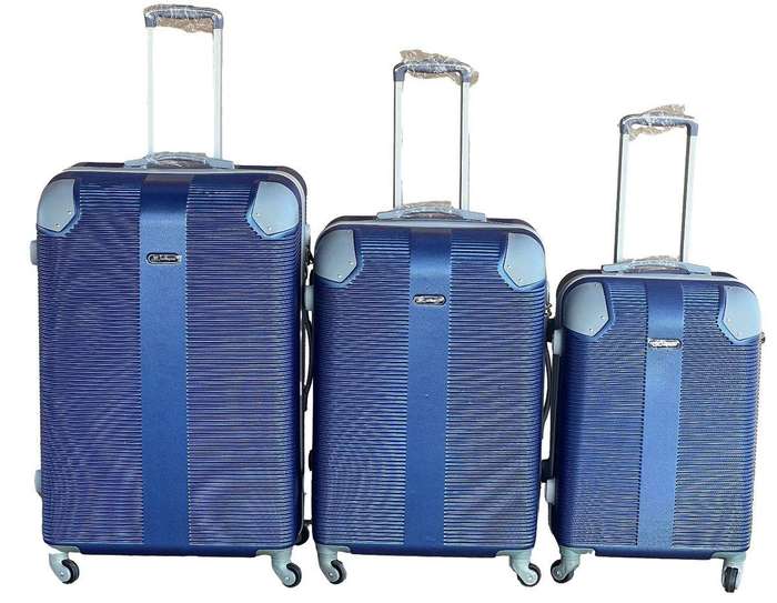 SMTE Le Emporer - 3 Piece Luggage Set-Light Weight Suitcase - Navy with keychain