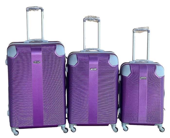SMTE Le Emporer - 3 Piece Luggage Set-Light Weight Suitcase - Purple with keychain
