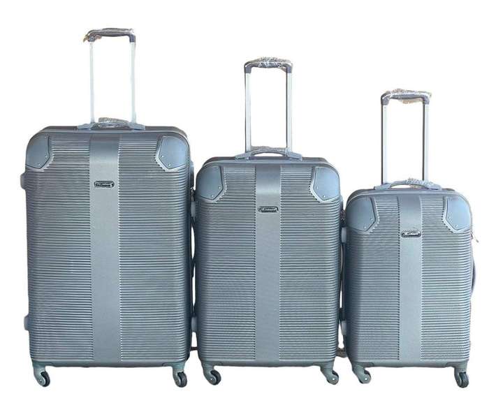SMTE Le Emporer - 3 Piece Luggage Set-Light Weight Suitcase - Silver with keychain