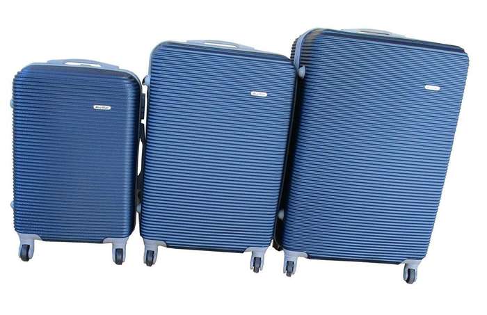 SMTE 3 Piece Hard Outer Shell Luggage Set - 31inch - Dark Blue with keychain
