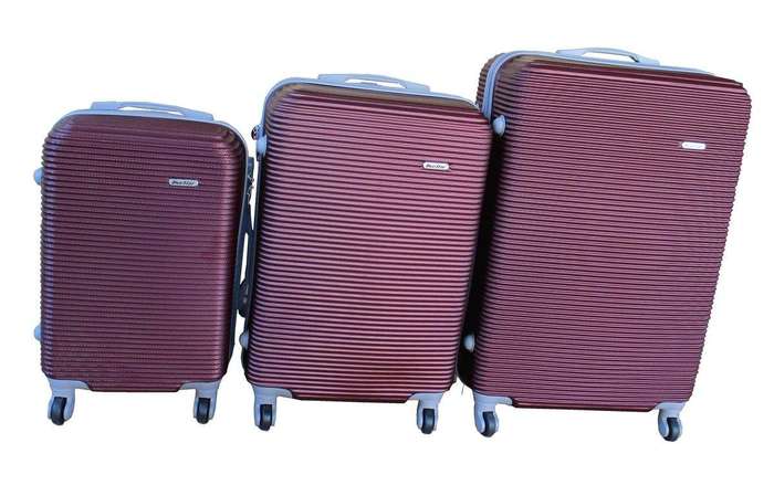 SMTE 3 Piece Hard Outer Shell Luggage Set - 31inch - Dark Red with keychain