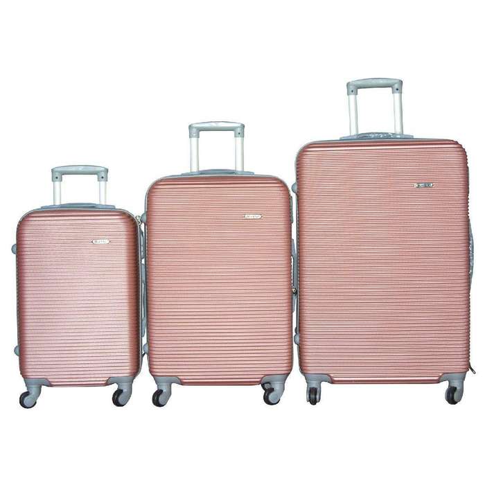 SMTE 3 Piece Hard Outer Shell Luggage Set - 31inch - Rose Gold with keychain