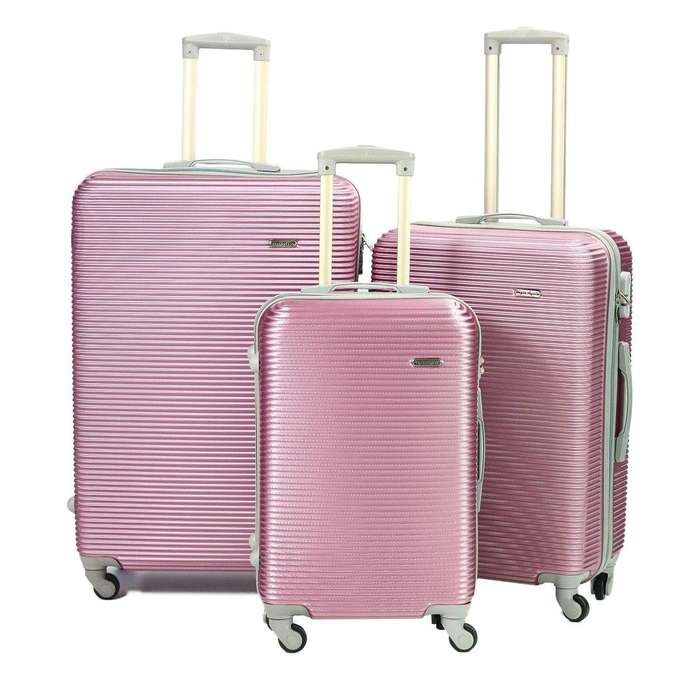 SMTE Expert Travel Ware - 3 Piece Luggage Set - Pink with keychain