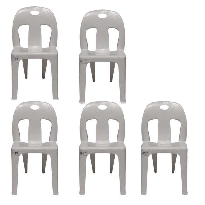 SMTE-Party Plastic Chair Set Of 5 - White with keychain