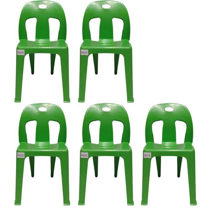 SMTE-Party Plastic Chair Set Of 5 - Green with keychain