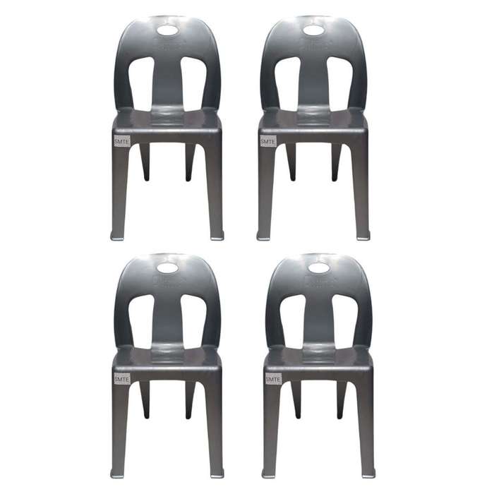 Smte-Party Plastic Chair Set of 4 - Grey with keychain