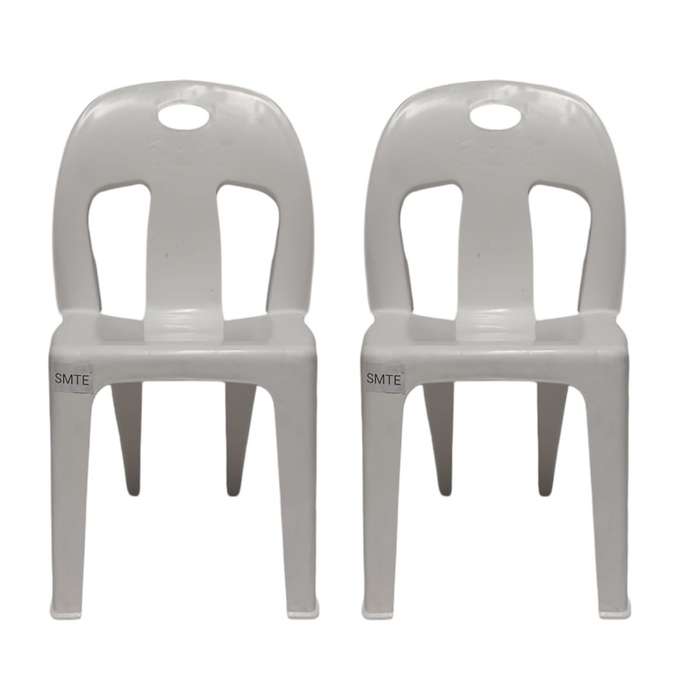 SMTE-Party Plastic Chair Set of 2 - White with keychain