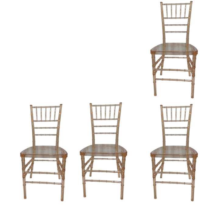 SMTE-Golden Elegance: The Tiffany Clear Chair set of 4 with keychain