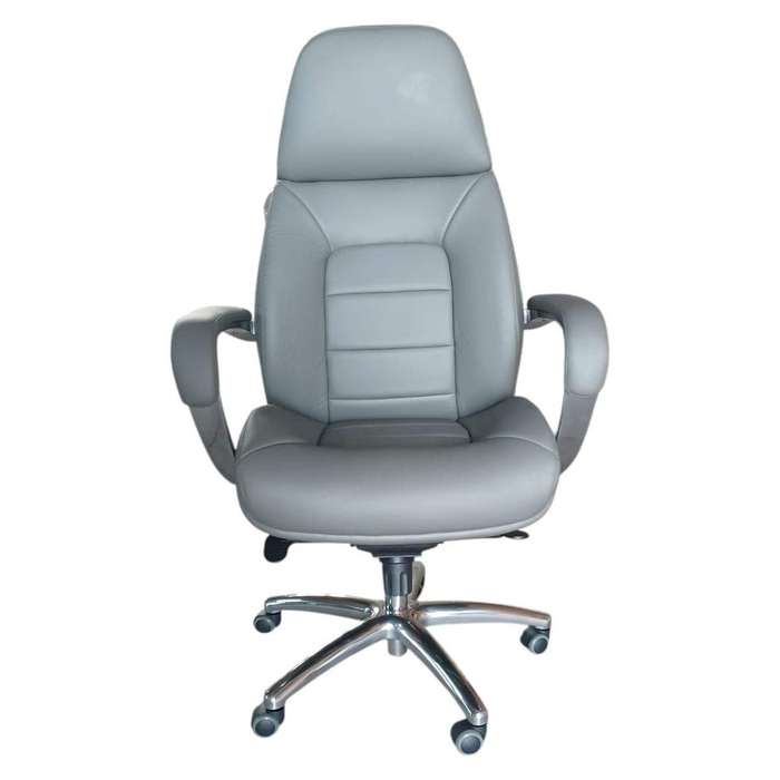 Smte-Comfort Edge Task Chair-Genuine Leather -AM 188A - Grey with keychain