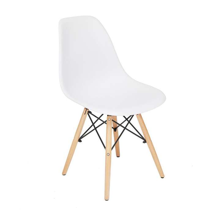 SMTE Wooden Leg Chair White Set of 6 with keychain