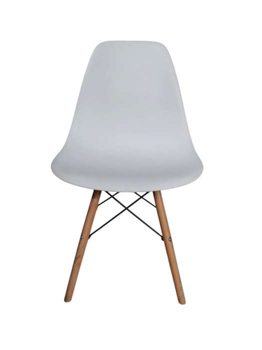 SMTE White Plastic Shell Chair - Wooden Legs with keychain