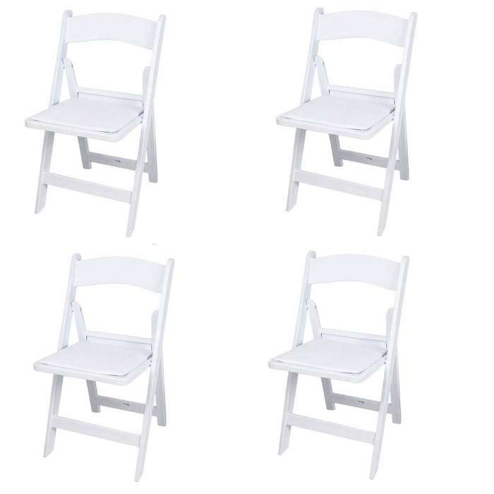 SMTE White Folding Wimbledon Chairs - 4 Piece with keychain